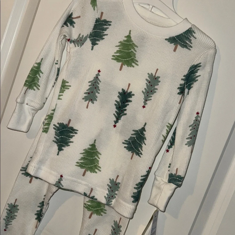 NEW Carter's Toddler‎ 2pc Christmas Trees Long Sleeve Cotton PJ Set - White 18M